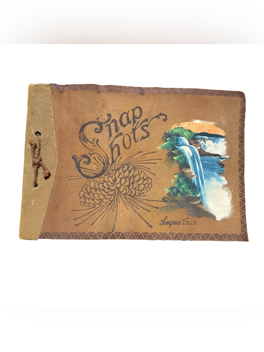 Niagara Falls Scrapbook Photo Album Hand Painted Leather Vintage Snapshots
